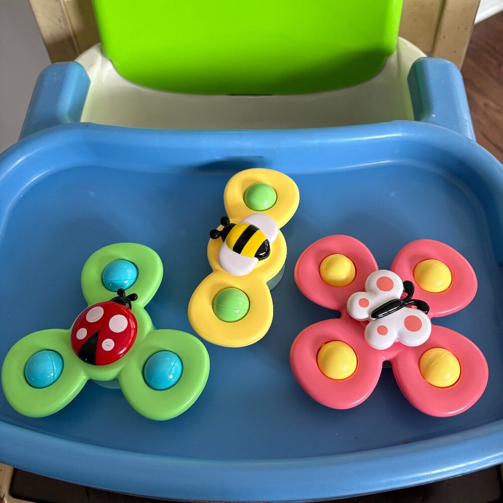 TEMI Suction Cup Rotating Sensory Toys, Fidget Spinner for Travel & Bath Play